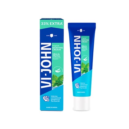 VI-JOHN  Dermatologically Tested Mint & Marine Shaving Cream For All Skin Type enriched with Vitamin E & Tea Tree Oil-124g (Pack of 12)