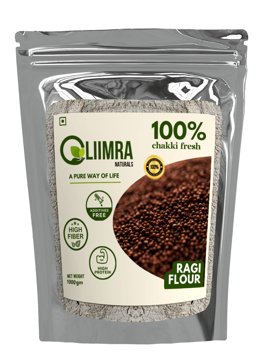 Liimra Naturals Finger Millet Ragi Flour - High Fiber, Protein-Packed, Low GI, Gluten-Free Carbohydrate Replacement, 100% Chakki Fresh Flour (1000 Gram) - 1000 gm