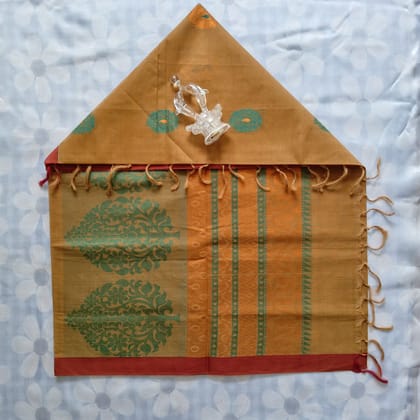 Pure Cotton Saree with Blouse Gold color