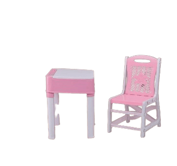 Kuber Industries Foldable Kids Study Table with Chair Set for 3-12 Years Age | Multifunctional Desk with Storage for Boys & Girls | Easy to Assembly | Upto 45kgs Weight Capacity | Pink & White