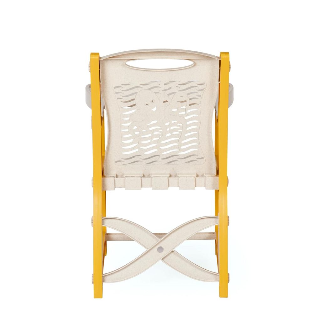 Baby Desk Chair | Study | Shampoo | Meal | Kids Seating Chair with High Backrest | Feeding Toddler’s Booster Seat with Safety Tray for 3-5 Years Kid, Weight Capacity Upto 40 Kg (3-Year Warranty) (Mustard Yellow/Marble Cream)