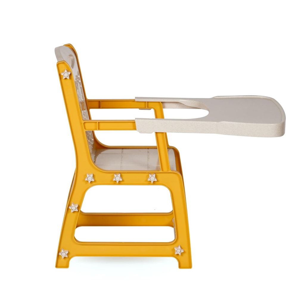 Baby Desk Chair | Study | Shampoo | Meal | Kids Seating Chair with High Backrest | Feeding Toddler’s Booster Seat with Safety Tray for 3-5 Years Kid, Weight Capacity Upto 40 Kg (3-Year Warranty) (Mustard Yellow/Marble Cream)