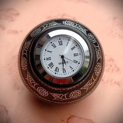 ODOP Nizamabad Black Pottery Desktop Miniature Clock ODOP Nizamabad Black Pottery Desktop Miniature Clock