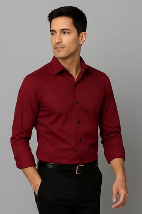 Formal Shirt for Men Red Color – Full Sleeve | Heavy Satin Lycra | Slim Fit Office & Party Wear Shirt