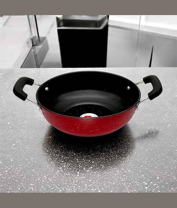 LAZYWINDOW Non-Stick Non-stick Deep Kadhai Induction Bottom Bakelite Handle 2 Thickness mm 21 cm Diameter ( 1.2 L )