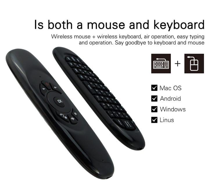 Smart Air Mouse Rechargeable Remote with Keyboard