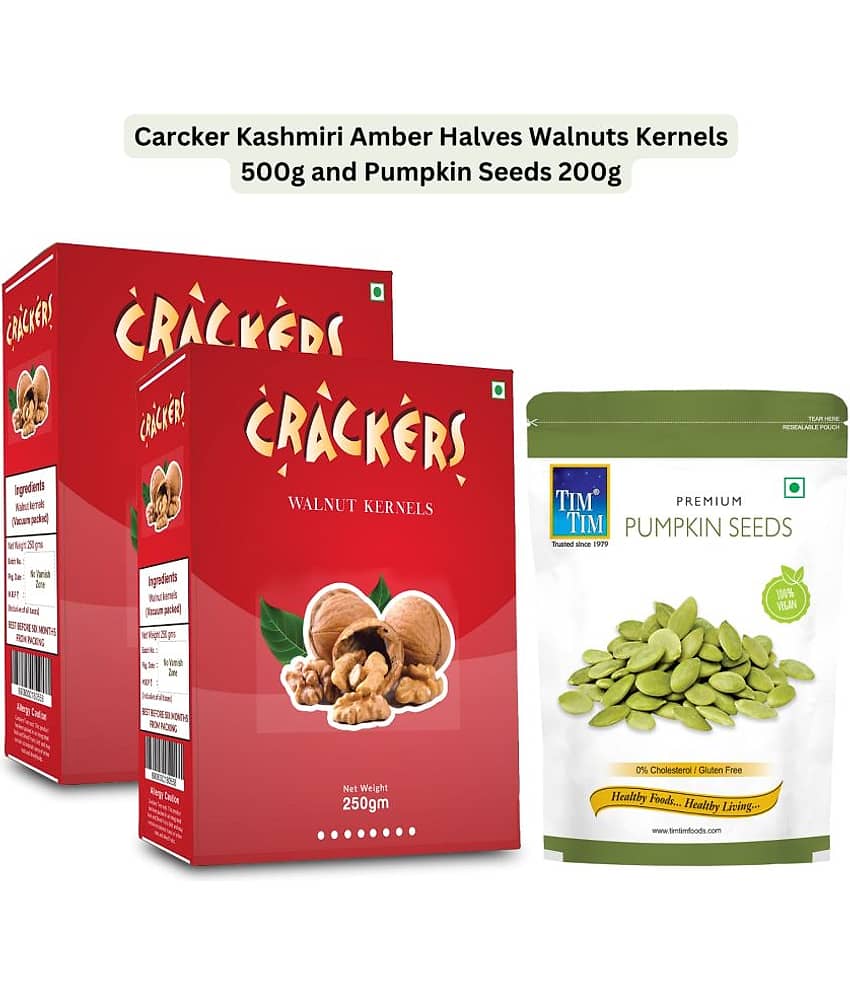 Go Kashmiri Amber Halves Walnuts Kernels 500g (250g x 2) and Free Pumpkin Seeds 200g
