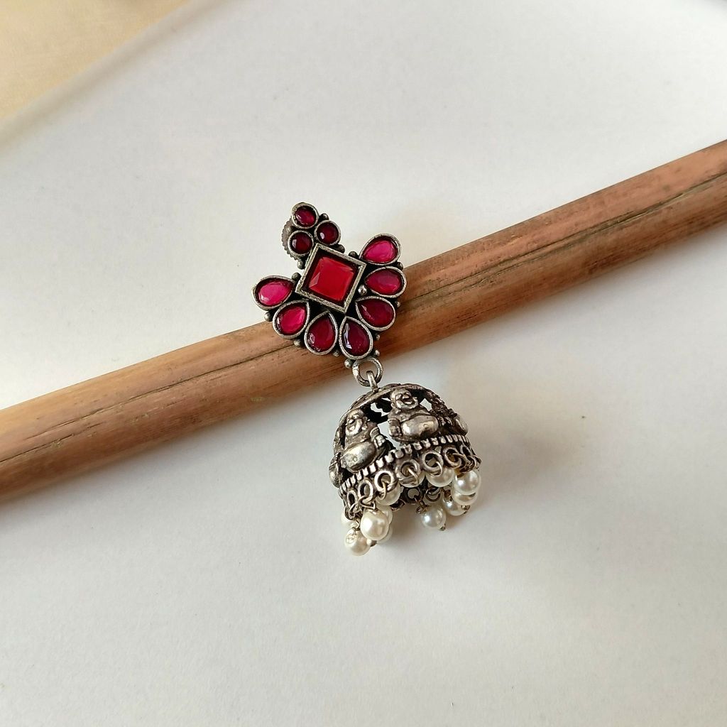 Latest Women Unique Silver Look Alike Oxidised Laughing Buddha Jhumka Earrings For Women Ethnic,