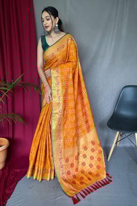 Orange Patola Silk Saree