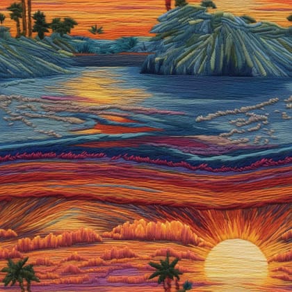 SUNSET VIEW PAINTING 24in X 24in WITH BLACK FRAME