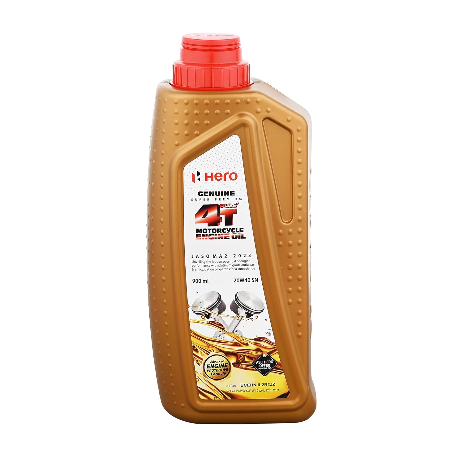 Hero Genuine 4T Plus 20W-40 Engine Oil for Bikes  API SN and JASO MA2 Certified| Advanced fuel saving technology| Specially formulated for Hero motorcycles