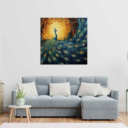 FANTASY PEACOCK PAINTINGS 24in X 24 WITH BLACK FRAME