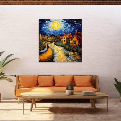 FANTASY VILLAGE PAINTINGS 24in X 24in WITH BLACK FRAME