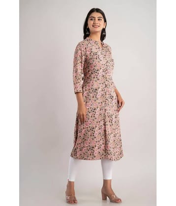 MAUKA - Beige Rayon Women's Front Slit Kurti ( Pack of 1 )