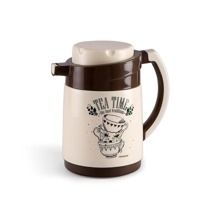 Plastic Ruff Tuff 800 Insulated Flask 750 ML Insulated Tea Pot Kettle Thermos Water Jug Hot & Cold | Leak-Proof Lid | Thermoware | Food Grade | BPA-Free | Ideal For Office, Travel | Brown