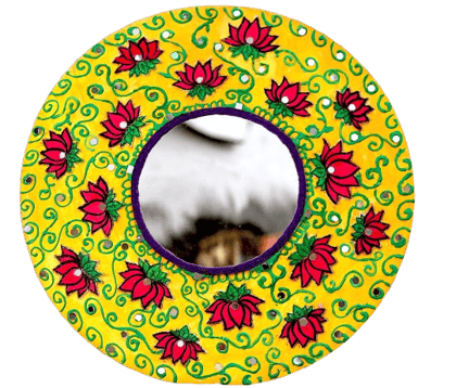 Handpainted Lotus Flower Mirror Frame - Unique Home Decor Handpainted Lotus Flower Mirror Frame - Unique Home Decor