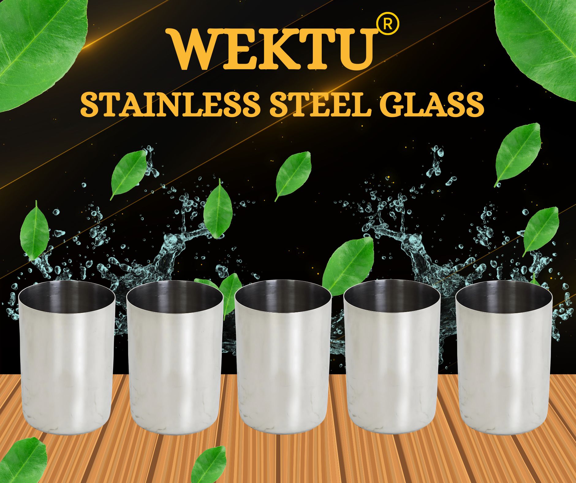Wektu Stainless Steel Pipe Glass/Pack of 6 PC