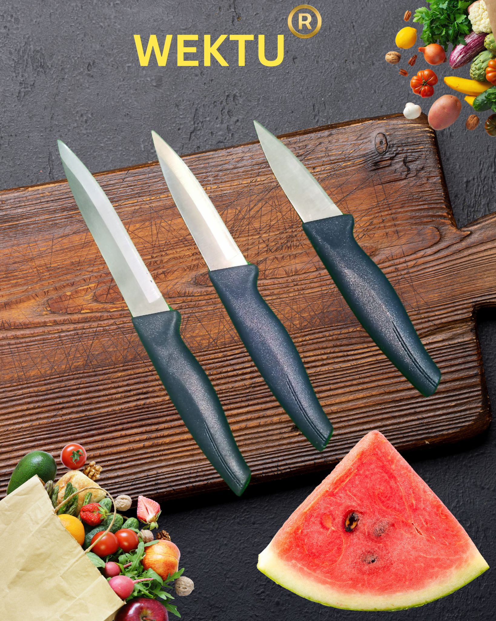 Wektu Kitchen Knives/Set of 3/Multipurpose Use