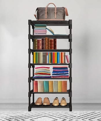 Multipurpose Bookshelf for Children|Storage Shelve for Books Storage Organizer|Bookcase for Home Furniture|Cabinet Shelves for Bedroom Office. 2025 (Balck, 7)