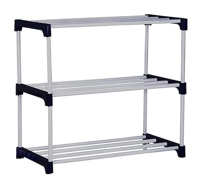 3 Layer Adjustable Bookshelf for Home Library, Book Stand | Book Rack | Stand Shelf 3 Layer Plastic Rack (Black)