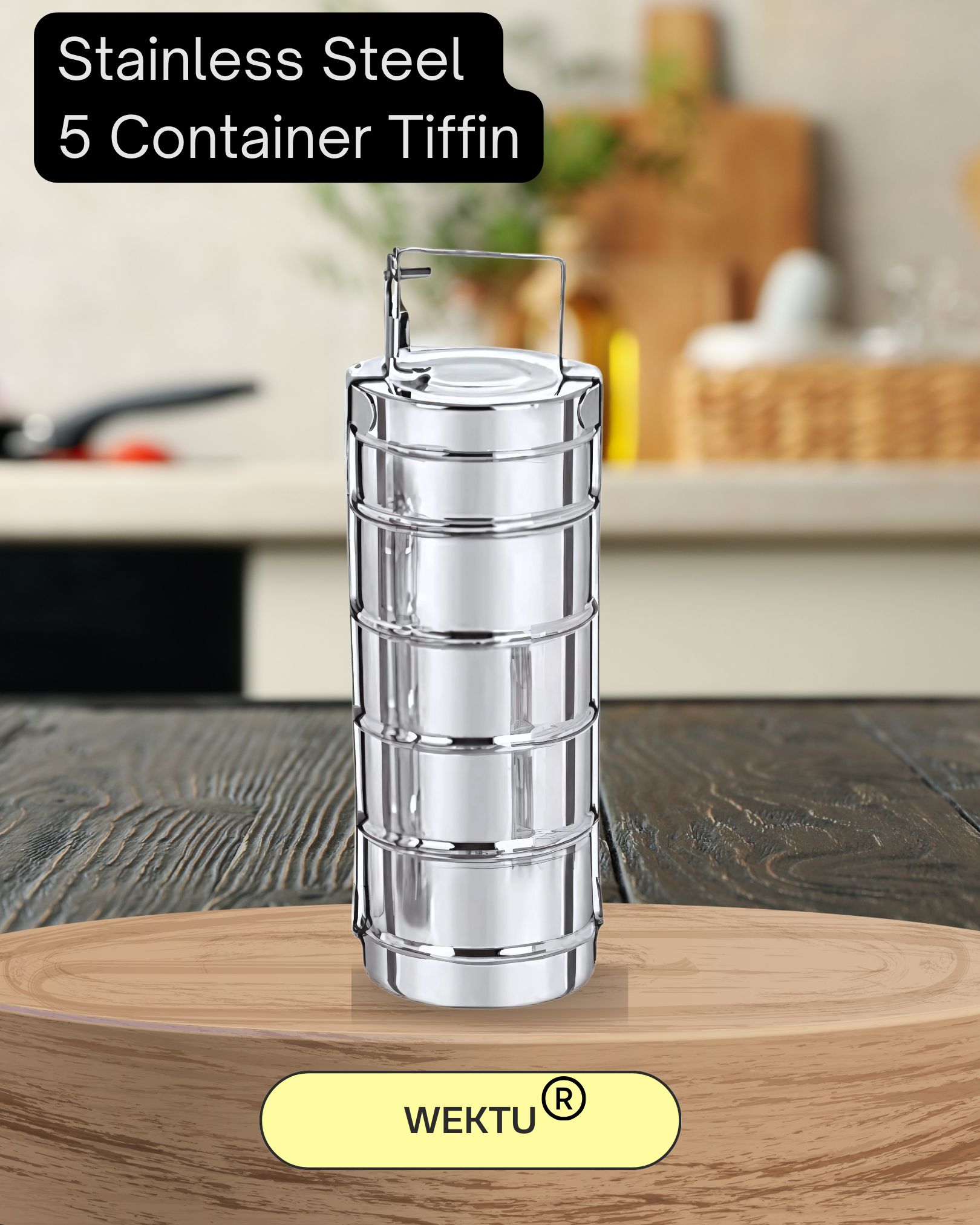 Wektu Stainless Steel Lunch Box/Tiffin/5 Container/PC1
