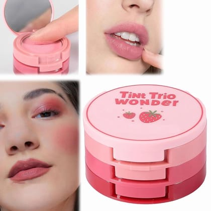 3-in-1 Cream Tint Trio – Pink, Peach & Red | Multi-Purpose Matte Blusher for Cheeks, Eyes & Lips
