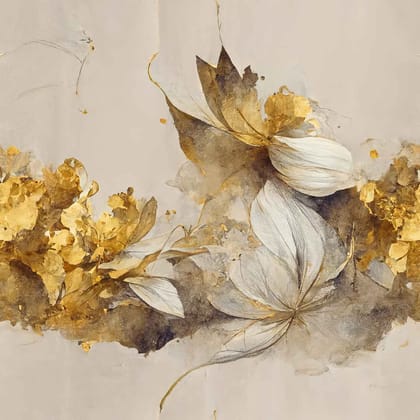 GOLDEN ELEGANT FLOWERS 24in X 24in WITH BLACK FRAME