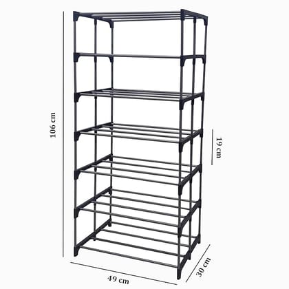 7 Tier Metal Book Shelf Tall Narrow Storage Rack for Kids and Adults Modern Bookshelf Unit for Nursery, School, Home, and Office, Floor Mount Open