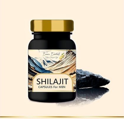 Evaara Essentials Shilajit Capsules for Men | Energy & Stamina Support, 60 Count