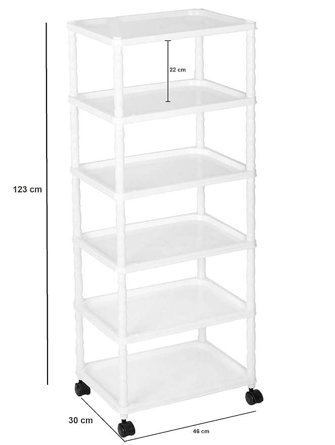 Book Shelf - Shelf Bedroom - Book Self Kids/Study Room - Book Self Plastic - Rack for Storage Multipurpose - Unbreakable Material - Stable and Easy Assembly (6 Tier)