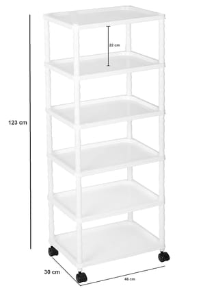 Book Shelf - Shelf Bedroom - Book Self Kids/Study Room - Book Self Plastic - Rack for Storage Multipurpose - Unbreakable Material - Stable and Easy Assembly (6 Tier)