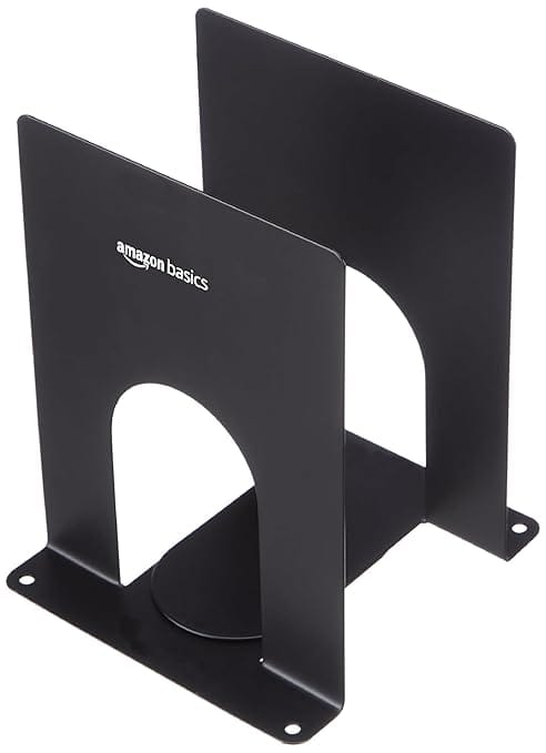 Basics MS Metal Bookend for Office, Home, Bedroom | Set of 2 | Black