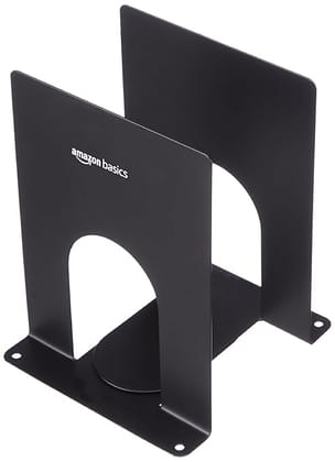 Basics MS Metal Bookend for Office, Home, Bedroom | Set of 2 | Black