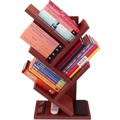 Wooden Open Book Shelf for Home Library - Tree Shaped Book Rack for Study Room Space-Saving Book Rack