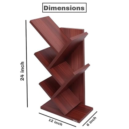 Wooden Open Book Shelf for Home Library - Tree Shaped Book Rack for Study Room Space-Saving Book Rack