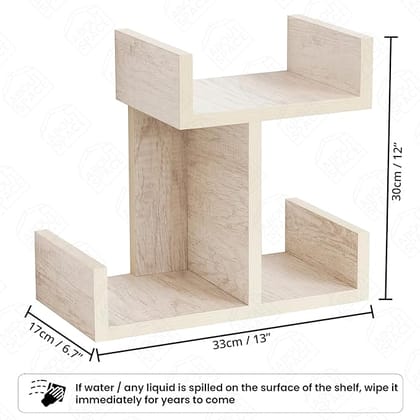 Table Top Bookshelf - Countertop Bookcase with 3 Shelves, DIY Engineered Wood Multipurpose Storage Organizer Table Shelf Book Rack for Home Study Room (L 33 x B 17 x H 30 cm - Beige