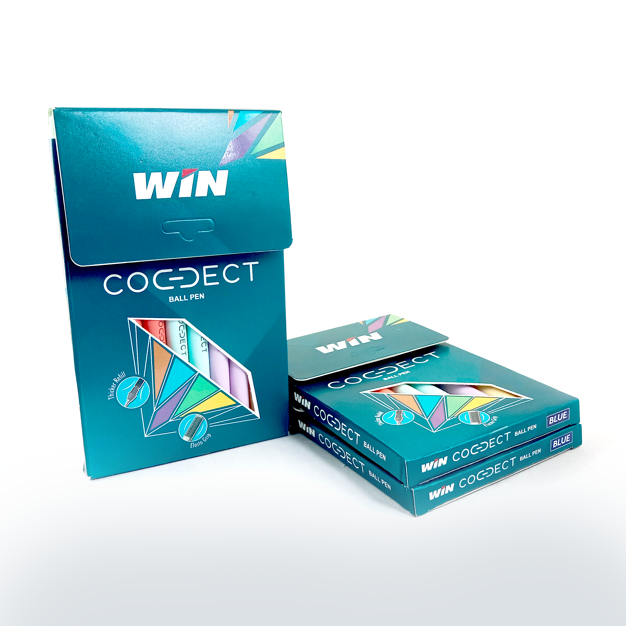 WIN Connect Ball Pens | 30 Blue Ink | 0.7 mm Tip | Elastic Grip | Diamond Cut Tip for Smooth Writing | Sleek Body & Minimalistic Design | Thick Refills, Refillable | Long Lasting