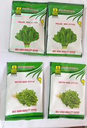 NSC Palak Variety NSC CT 102 & NSC Methi Variety NSC CT 114 Vegetable Kitchen Garden Packets 60 gm Truthful Labelled Seed (2 Pouches Each)