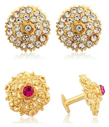 Vighnaharta Traditional South Culture Alloy Gold Plated Stud Earring Combo set ( Pack of- 2 Pair Earrings) - Golden