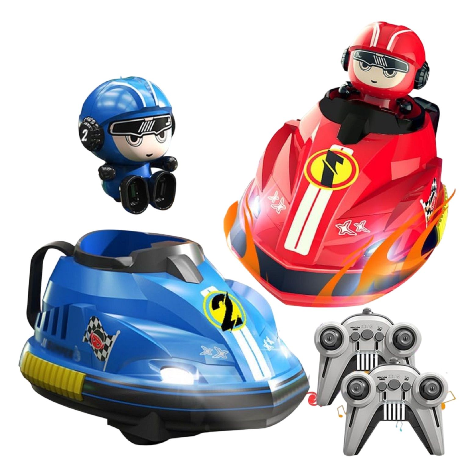 KTRS Enterprise 2 Pack Remote Control Battle Bumper Car for Toddlers, Radio Control Toys Music Catapult Robot Popping Up Family Interaction RC Battle Game for Kids
