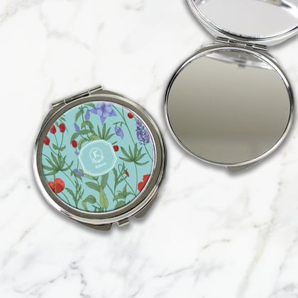 Scarlet Bloom Compact Mirror-Aqua