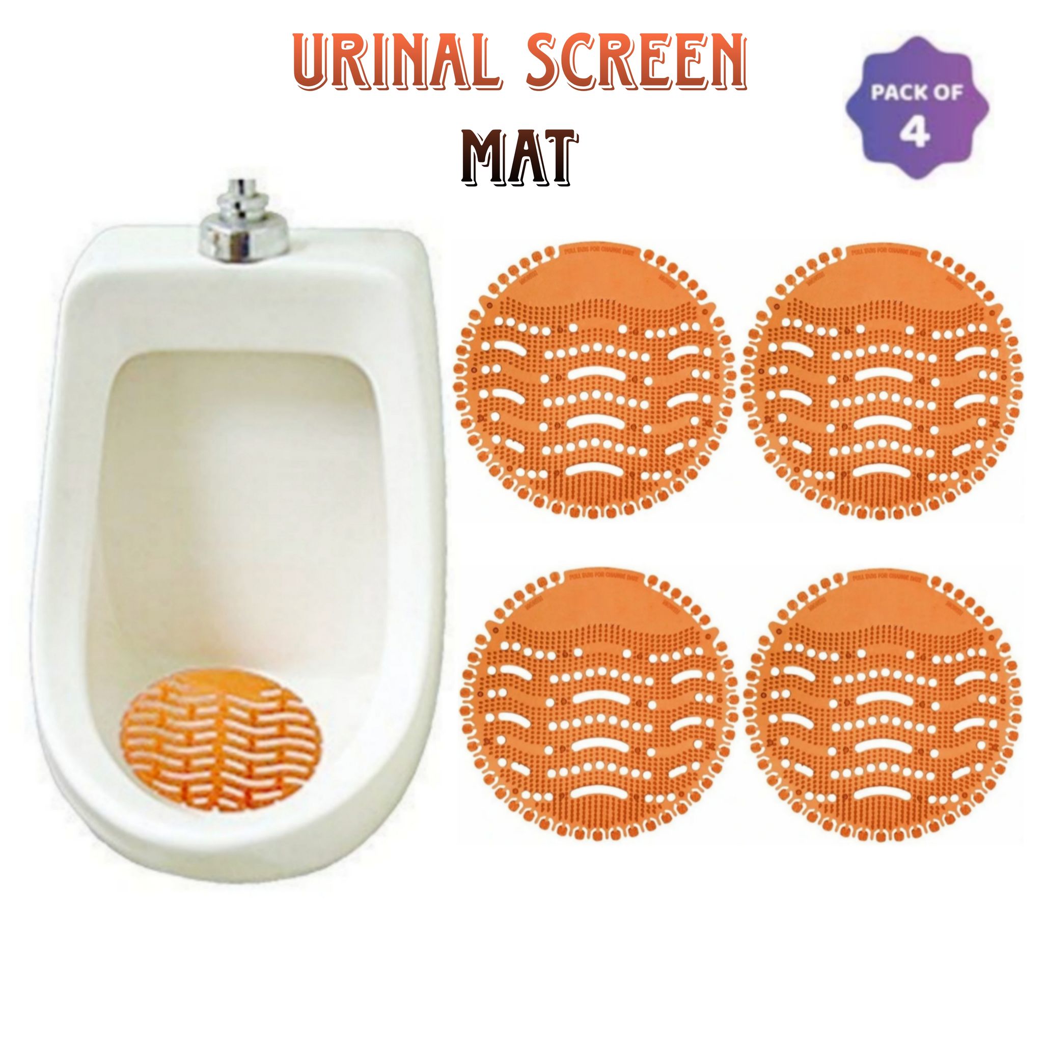 Urinal Screen Mat Fresh Orange Hygiene Fresh Air Fragerance Mat Hygiene Products Mat (Pack of 4)