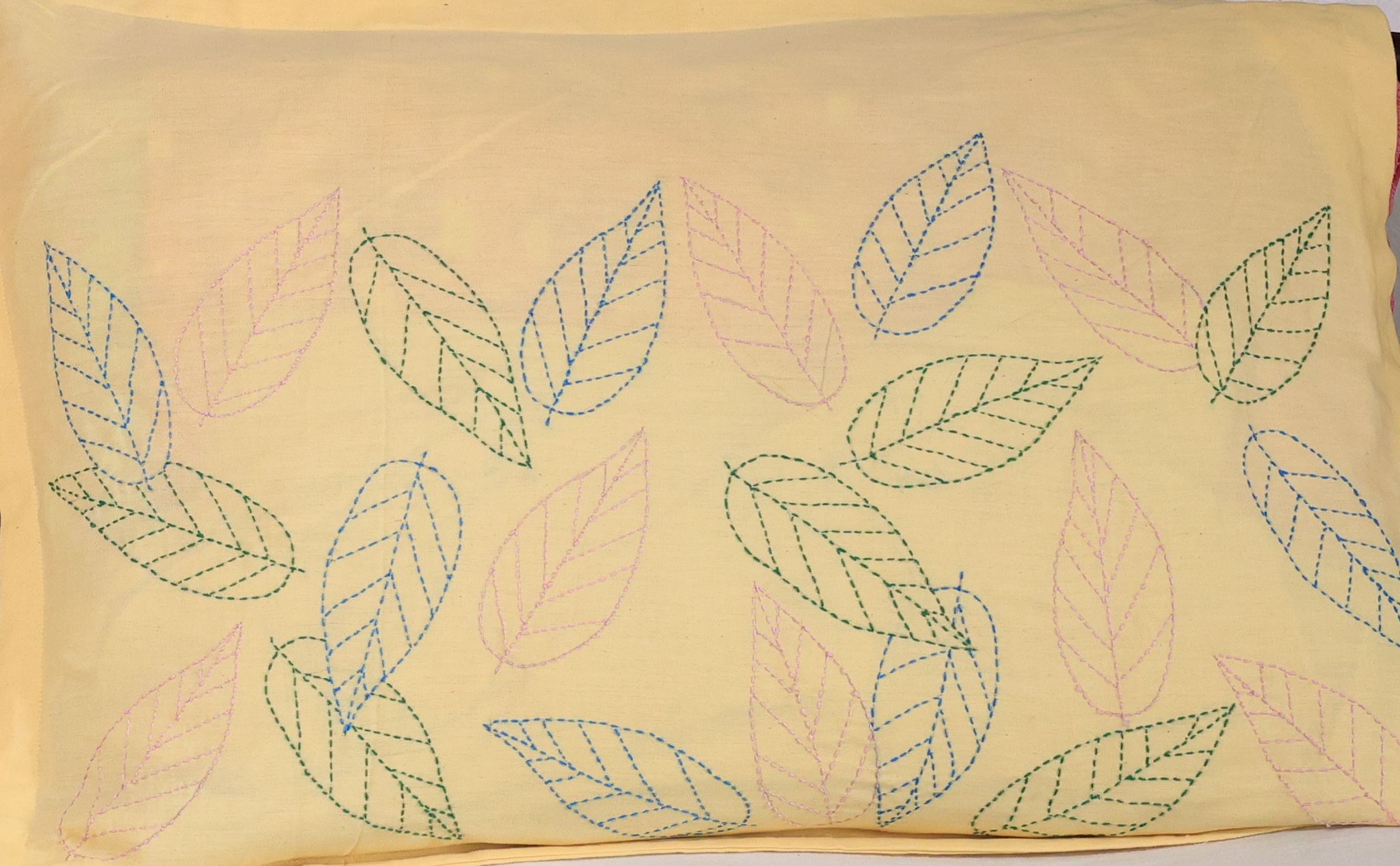 Embroidered Leaf Pillowcase - Nature Inspired Bedding