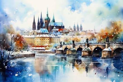 WINTER SCENE UNFOLDS 24in X 16in WITH BLACK FRAME