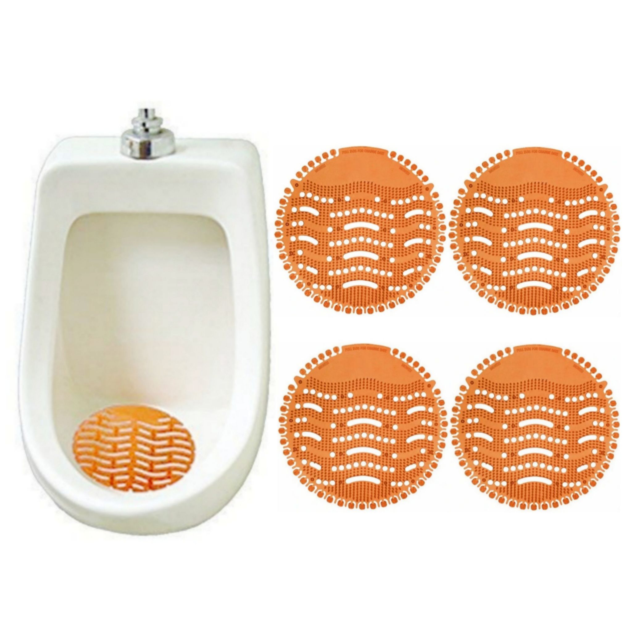 Urinal Screen Mat Orange Fragrance Last for 30 Days Fragrance for Bathroom and Toilet Use Mats (4 Pieces)