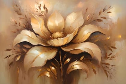 GOLDEN BLOOM LOTUS 24in X 16in WITH BLACK FRAME