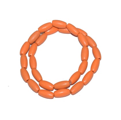 Painted Wooden Beads for Jewelry Making , BWWB-47-Per Packet of Approx 184 Pcs / 15X8 MM / Orange