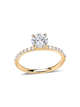 Ornate 1 Carat Lab Grown Diamond Wedding Solitaire Ring-10 / 9K / Yellow Gold