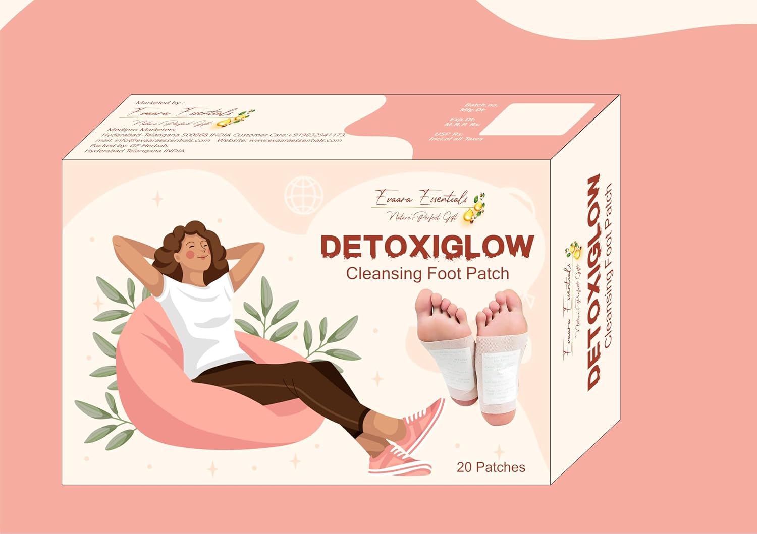 Detoxiglow Cleansing Foot Patch, 20 Patches, Natural Body Care