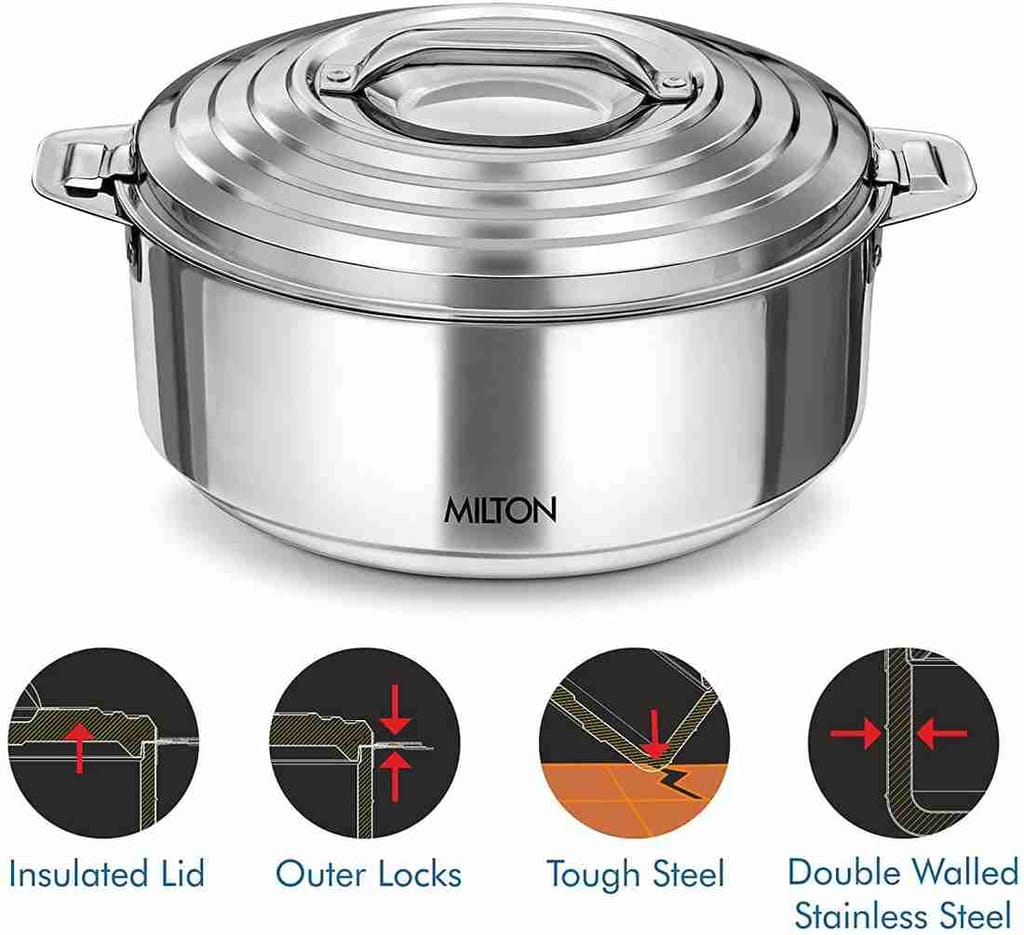 MILTON GALAXIA 10000 Stainless Steel Casseroles, (8250 ml, Silver)